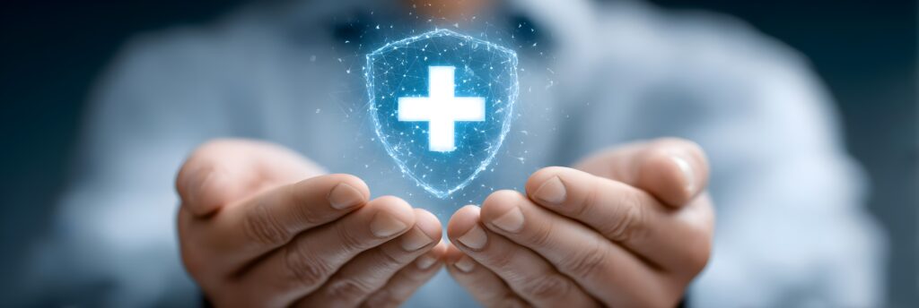 symbolic healthcare insurance with insurance nurse future plan stethoscope retirement icon