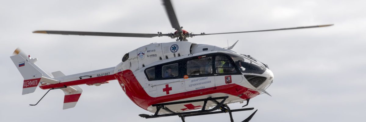 MOSCOW, RUSSIA - NOVEMBER 18: MOSCOW, RUSSIA - JUNE 18: medical helicopter landing on site in Moscow on november 18, 2019 in Russia.